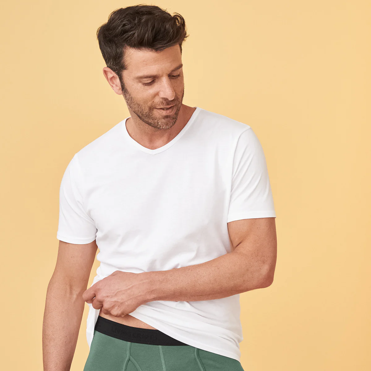 Duo de t-shirt col V DEAN 100% coton bio - LIVING CRAFTS – Image 4