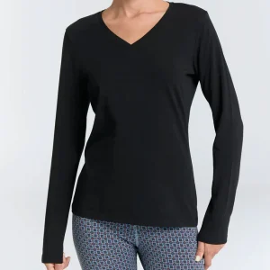 T-shirt col V manches longues en coton - LEELA COTTON