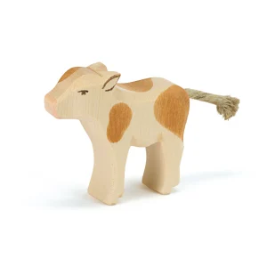 Figurine en bois Veau marron (7 cm)