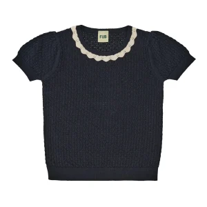 T-shirt coton bio pointelle dark navy