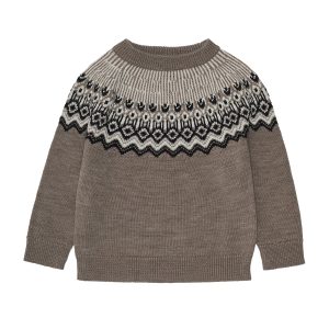 Pull Fair Isle laine mérinos beige melange