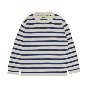 Top coton bio ecru/cobalt