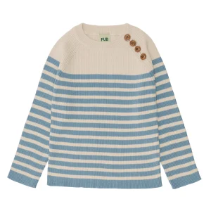 Pull coton bio cloudy blue/écru