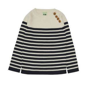 Pull coton bio dark navy/ecru