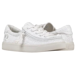 Billy Footwear (Kids)  - Low Top White Eyelet Canvas Shoes - CLEARANCE
