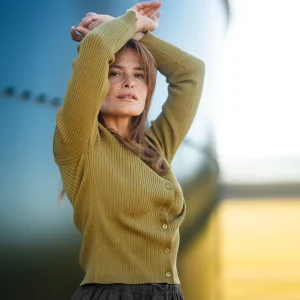 Cardigan UNARA en coton bio cotelé - LIVING CRAFTS