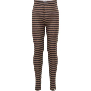 Legging Arona en laine mérinos almost black-nut stripes