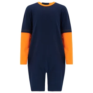 KayCey®Z Secret Zip Back Jumpsuits (Kids) - Long Sleeve / Knee Length Navy/Orange - CLEARANCE