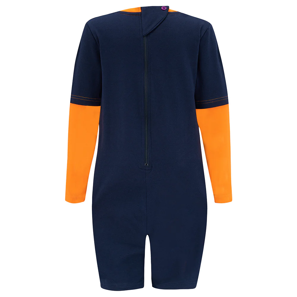 KayCey®Z Secret Zip Back Jumpsuits (Adults) - Long Sleeve / Knee Length Navy/Orange - CLEARANCE – Image 2