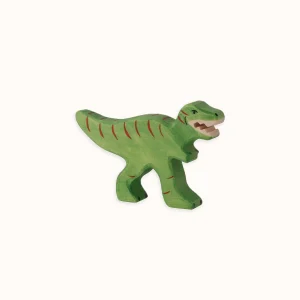 Dino tyrannosaure vert en bois