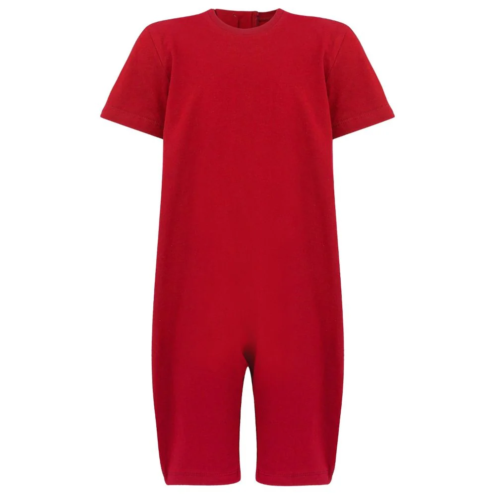 KayCey®Z Secret Zip Back Jumpsuits (Adults) - Short Sleeve / Knee Length Red - CLEARANCE