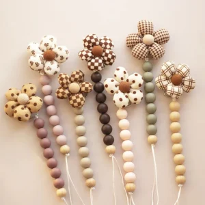 Attache-tétine fleur silicone Kalinatur™ – Anneau de dentition naturel