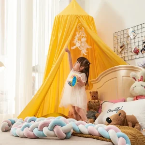 CIEL DE LIT CABANE | JAUNE : DECORATIF POUR LIT ENFANT ET BERCEAU