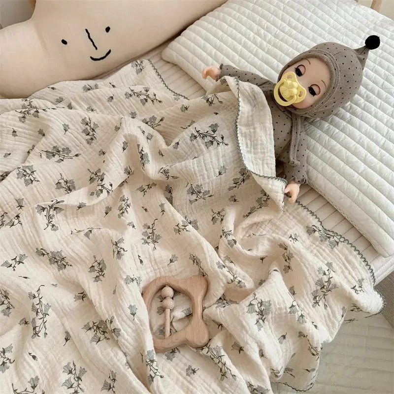 Couverture bébé 2 couches en mousseline de coton et bambou 100x100 cm – Image 6