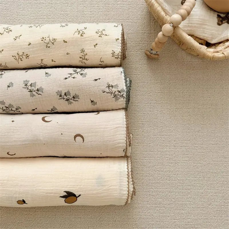 Couverture bébé 2 couches en mousseline de coton et bambou 100x100 cm – Image 5