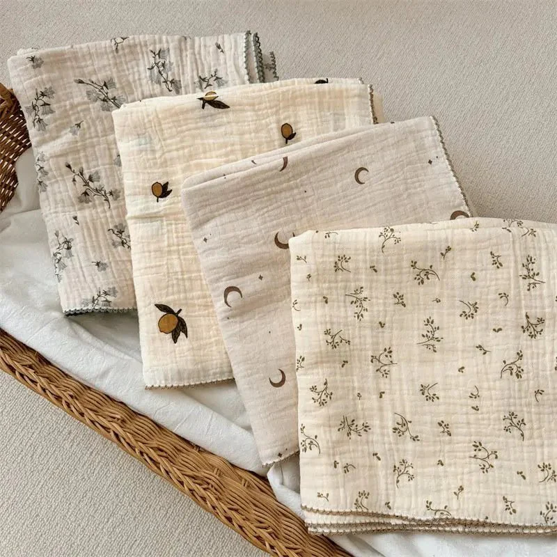 Couverture bébé 2 couches en mousseline de coton et bambou 100x100 cm – Image 9