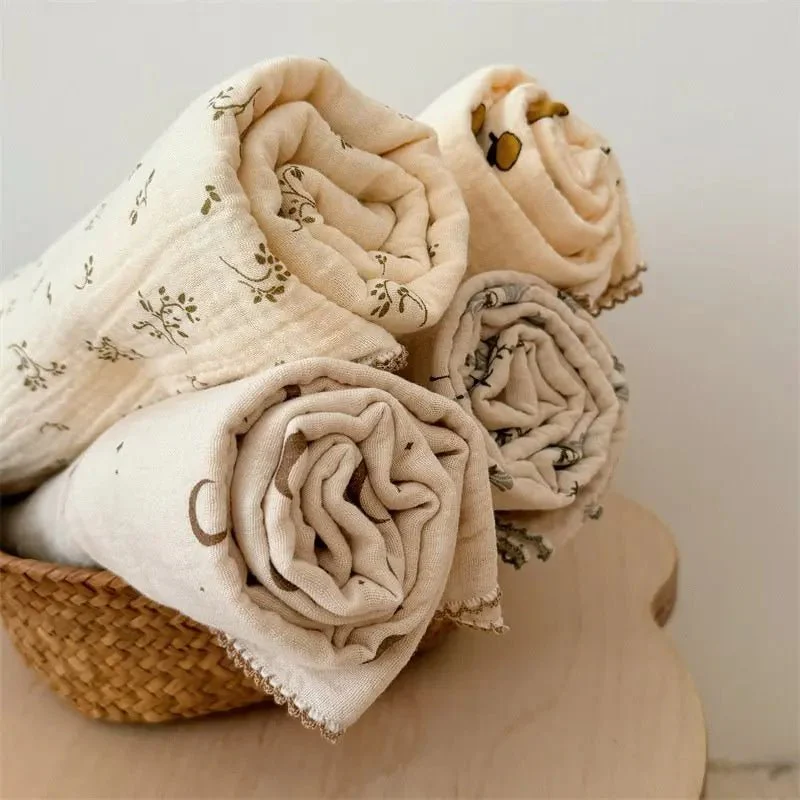 Couverture bébé 2 couches en mousseline de coton et bambou 100x100 cm – Image 3