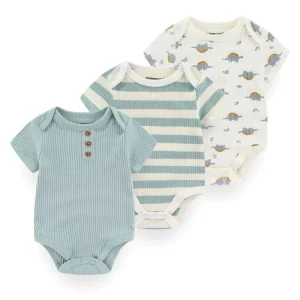 Lot de 3 Bodys Côtelé en Coton pour Bébé