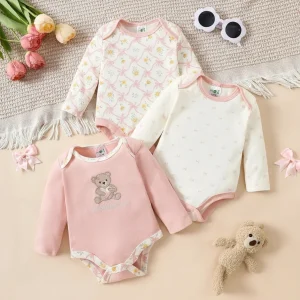 Ensemble 3 pièces bébé fille –  coton doux