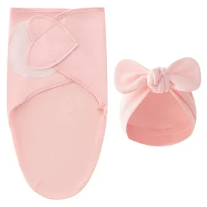 Baby Blanket Hat Set Cartoon Printed Cotton Newborn Swaddle Adjustable Infant Sleeping Swaddle Wraps All Seasons 0-6 Months