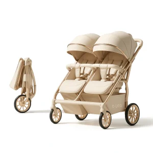 Poussette Jumelle Haut de Gamme, Siège Réversible & Design Luxe