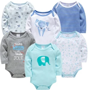 Lot de 6 Bodies Bébé 100 % Coton – Manches Longues, Confort & Douceur Naturelle | Kalinatur