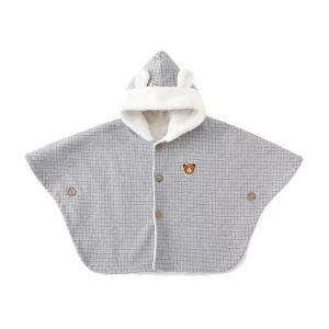 Poncho Bébé Gris Blanc