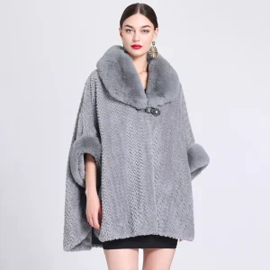 Poncho Fausse Fourrure Femme
