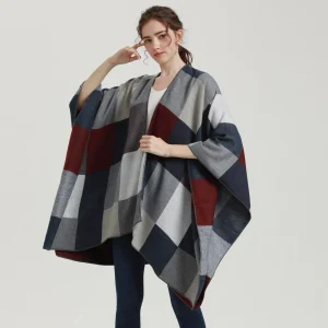 Poncho Femme à Carreaux