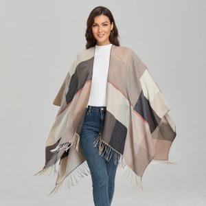 Poncho Femme Beige