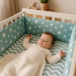 TOUR DE LIT BÈBÈ | MOTIF ETOILES EN COTON RESPIRANT