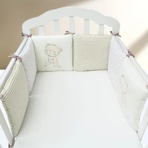 TOUR DE LIT BÉBÉ | MOTIFS OURSON ET LAPIN : EN COTON RESPIRANT